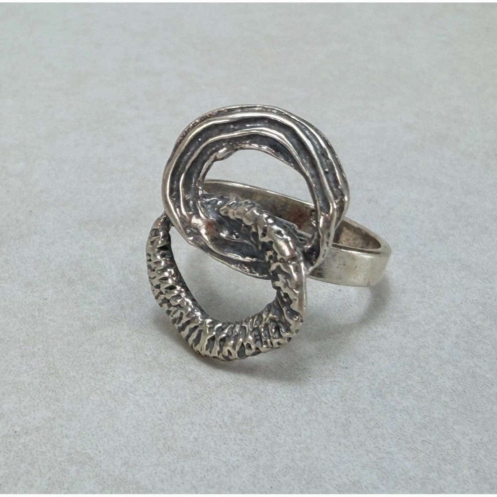Vintage Mexican Sterling Silver Modernist Brutalist Sculptural Statement Ring 8